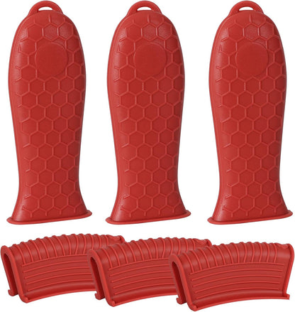 6 Pack Cast Iron Handle Cover | Wine, Silicone Pot Handle Cover Heat Resistant, Pan Handle Sleeve for Cast Iron Skillet, for Pots and Pans, Honeycomb Design1