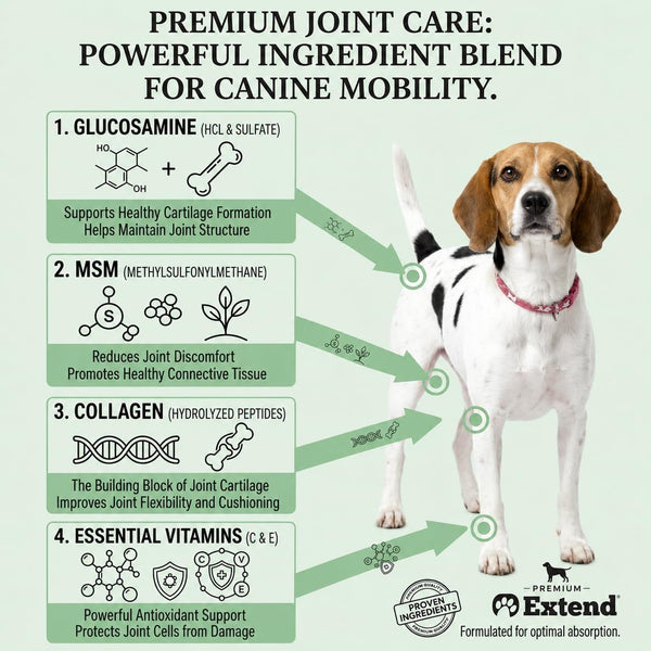 Extend Joint Support for Dogs Hip and Joint Supplement for Dogs Glucosamine Hip & Joint Support Arthritis Supplement, Support Healthy Joints, Mobility & Flexibility for All Dog Breeds - Made in USA6