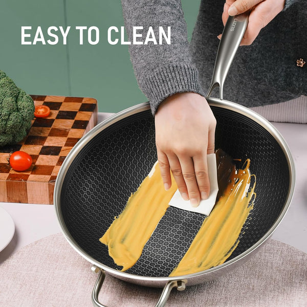 Hybrid 12-Inch Wok with Steamer,Nonstick Stainless Steel Woks & Stir-Fry Pans with Lid,Stay-Cool Handle,Pfoa Free Cookware,Dishwasher and Oven Safe, Works on Induction4
