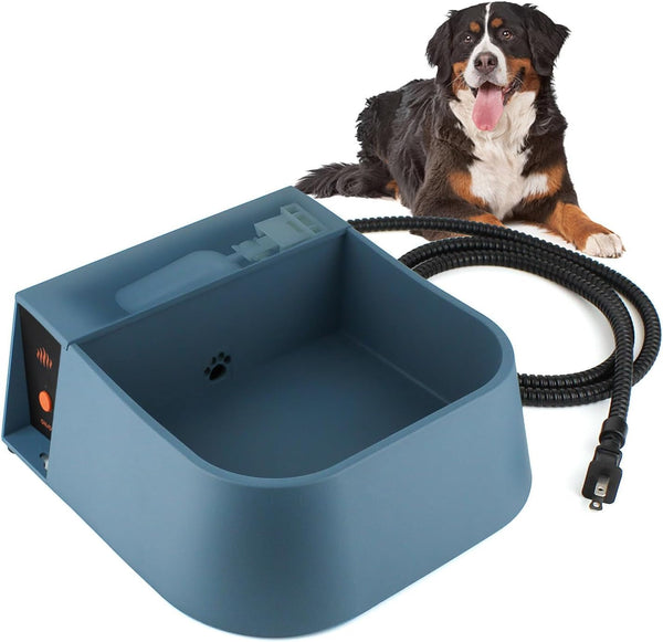 Heated Dog Bowl, Heated Water Bowl for Outdoor Cats, Winter Dog Water Dish with Antibite Wire Heating Chicken Waterer Smart Thermal Bowl for Rabbits Birds Feral Animals, 35W 2.2L7