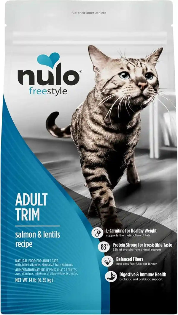 Nulo Freestyle Adult Trim Dry Cat Food - Salmon & Lentils, High Protein, Grain Free, Weight Management Kibble with Probiotics & L-Carnitine, 4Lb Bag12