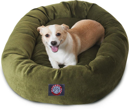 Majestic Pet 40 Inch Micro Velvet Calming Dog Bed Washable – Cozy Soft round Dog Bed with Spine for Head Support - Fluffy Donut Dog Bed 40X29X9 (Inch) – round Pet Bed Large – Pearl22