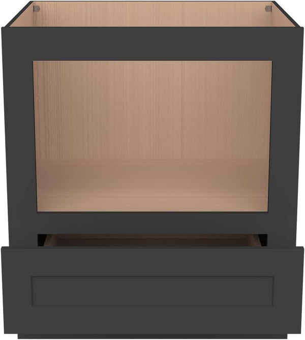 Microwave Base Cabinet – Solid Wood Shaker Style Kitchen Storage Base Unit with Drawer & Soft-Close Doors, RTA Pantry Cupboard for Dining Room, Coffee Bar 30" W X 24" D X 34 1/2" H (Charcoal Black)5