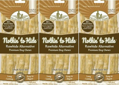Fieldcrest Farms Nothin' to Hide Twist Stix, Beef Flavor, Easily Digestible, Supports Skin, Coat, Joints & Muscles, for Moderate Chewers under 15Lbs, 50 Pieces22