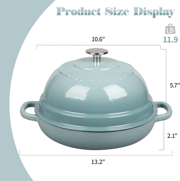 Enameled Cast Iron Dutch Oven Pot with Lid, round Bread Oven for Homemade Sourdough Bread Baking, 6 Quart, Seasalt4