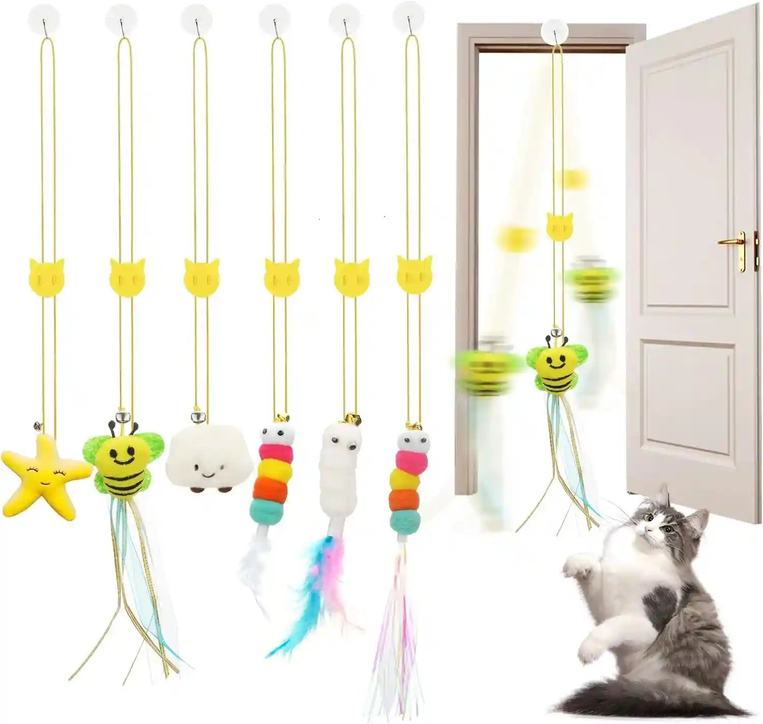jiaron-6-pcs-interactive-cat-feather-toys-indoor-hanging-retractable-cat-toy-self-play-toys-make-fun-excecise
