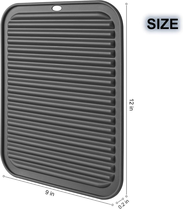 446℉ Heat Resistant BPA Free Silicone Trivets for Hot Pots and Pans, for Kitchen Counter Dish Drying Mat, Set of 2 Dark Grey2
