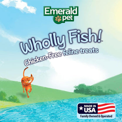 EMERALD PET Wholly Fish! Chicken-Free Feline Treats, Tuna Recipe — Tasty and Crunchy Tuna Cat Treats with Real Tuna — Chicken Free, Grain Free, Natural Cat Treats — Made in USA, 3 Oz7