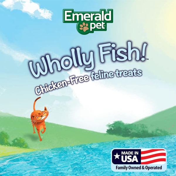 EMERALD PET Wholly Fish! Chicken-Free Feline Treats, Tuna Recipe — Tasty and Crunchy Tuna Cat Treats with Real Tuna — Chicken Free, Grain Free, Natural Cat Treats — Made in USA, 3 Oz7