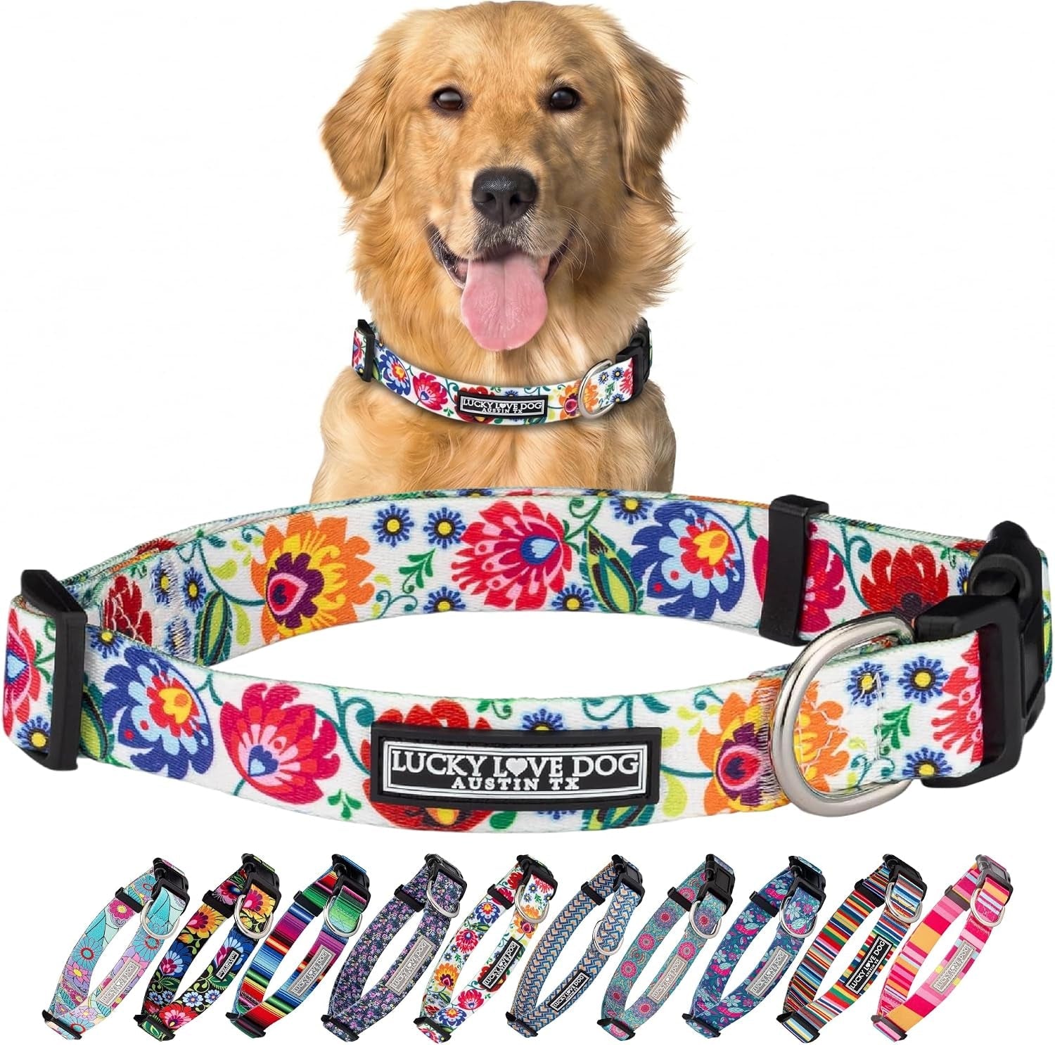 lucky-love-dog-easy-click-buckle-dog-collar-with-leash-set-combo-durable-comfortable-for-male-female-dogs-pet-collar-for-medium-dogs-secure-fit-blackbird-combo-medium