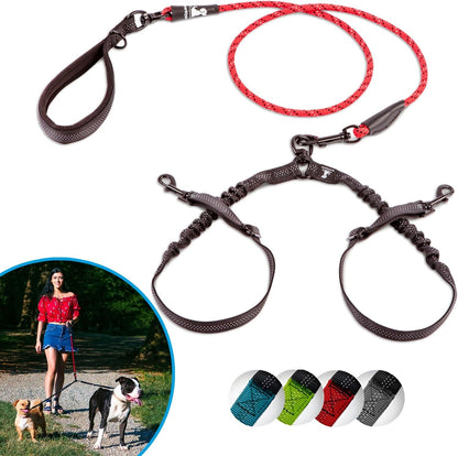 Sparklypets Double Dog Leash for 2 Dogs – Rope Bungee Dual Leash for Medium and Large Breeds with Padded Handles & Tangle Free (Teal, Medium/Large)33