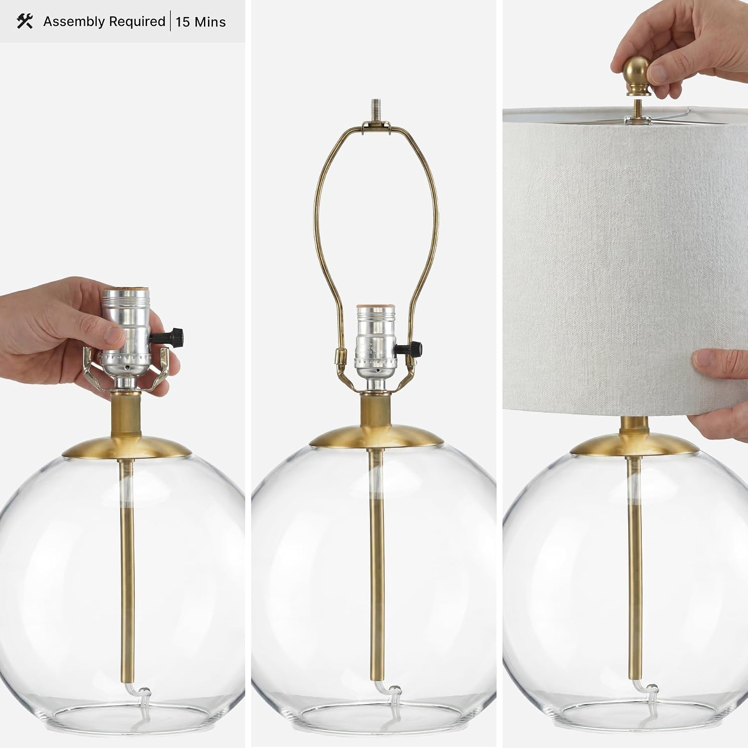 signature-design-by-ashley-glass-table-lamp-modern-bedside-clear-brass-white-fabric-drum-shade-compact-round-clear-glass-profile-for-modern-nightstands-samder-series