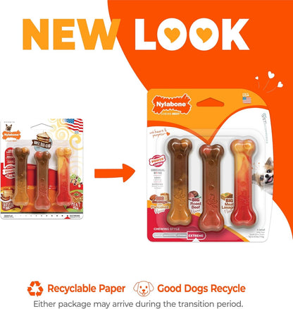 Nylabone Power Chew Original Bone Dog Chew Toys, X-Small, 3 Count | Pancakes & Sausage, Roast Beef, & Meat Lasagna Flavor, Durable, Long Lasting, Flavor Throughout, for Dogs up to 15 Lbs2