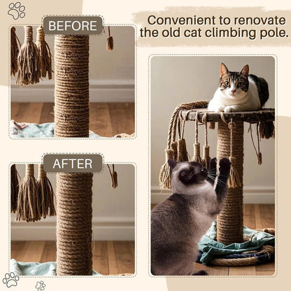 Sisal Rope for Cat Scratcher 1/4" 100 Ft Cat Tree Twine for Repairing Cat Scratching Post Replacement DIY Hemp Rope for Carpet Mat, Pet, and Crafts Gardening Home Decorating2