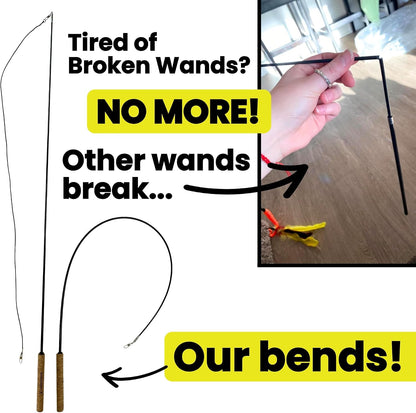 Forever Stick 1-Pack - the Unbreakable Cat Wand Toy, Durable Cat Toy Wand, Extra Long Cat String Toy, Cat Fishing Pole Toy for Bored Indoor Adult Cats, Cat Stick Toy, Cat Feather Wand, Cat Teaser Wand2