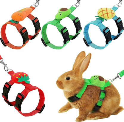 4 Sets Adjustable Bunny Rabbit Harness and Leash Set Small Pet Cute Vest Harness Leash Ferret Harness Guinea Pig Harness Ferret Leash with Decorations for Bunny Kitten Puppy, Small Pets1