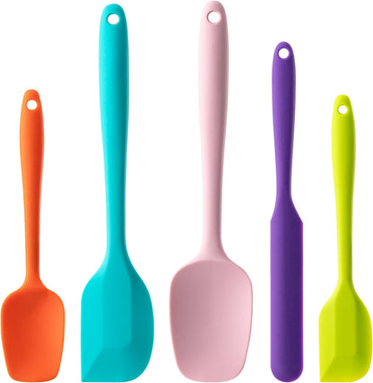 Silicone Spatula Set,5 Piece Food Grade Rubber Spatulas,Multicolor | Spatulas Silicone Heat Resistant for Baking,Cooking,And Mixing High Heat Resistant Non Stick Dishwasher Safe Bpa-Free1