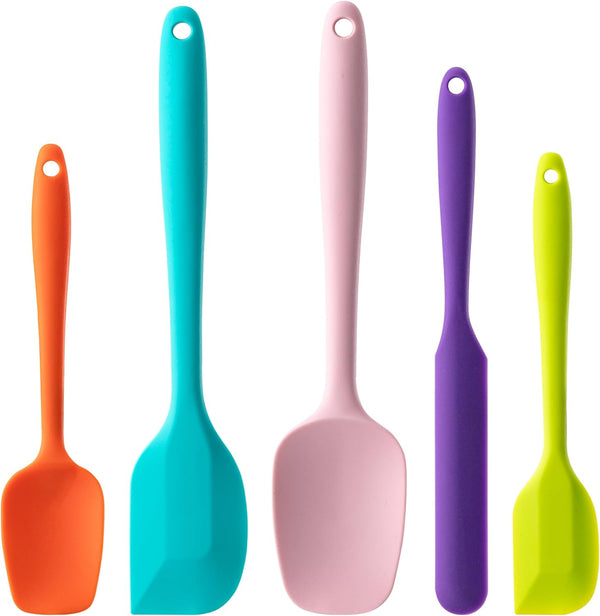 Silicone Spatula Set,5 Piece Food Grade Rubber Spatulas,Multicolor | Spatulas Silicone Heat Resistant for Baking,Cooking,And Mixing High Heat Resistant Non Stick Dishwasher Safe Bpa-Free1