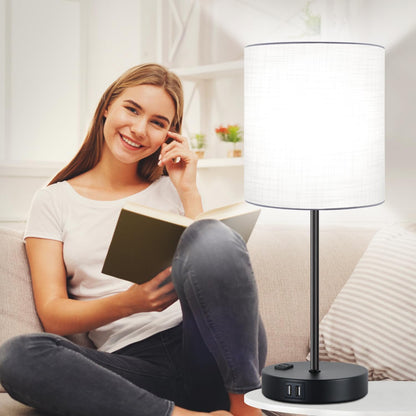 Set of 2 Touch Control Table Lamps with 2 USB & AC Outlet, 3-Way Dimmable Bedside Nightstand Lamps for Bedroom Living Room Nursery, 800 Lumens 5000K Daylight Bulbs Included7