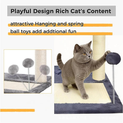 Cat Scratching Post, 19.69" H(50Cm) Cat Tree with Cat Bed, Scratching Posts for Indoor Cats with Two Plush Balls Toy, Small Cat Tree for Kittens/Cats Playing and Relaxing (20 in Grey Cat Tree)4