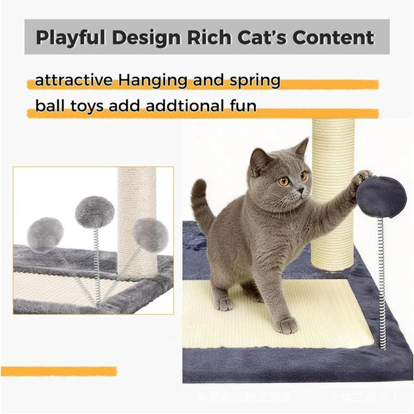 Cat Scratching Post, 19.69" H(50Cm) Cat Tree with Cat Bed, Scratching Posts for Indoor Cats with Two Plush Balls Toy, Small Cat Tree for Kittens/Cats Playing and Relaxing (20 in Grey Cat Tree)4