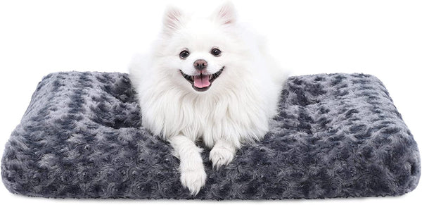 KSIIA Washable Dog Bed Deluxe Plush Dog Crate Beds Comfy Kennel Pad Anti-Slip Pet Sleeping Mat for Large, Jumbo, Medium, Small Dogs Breeds, 35" X 23", Gray22