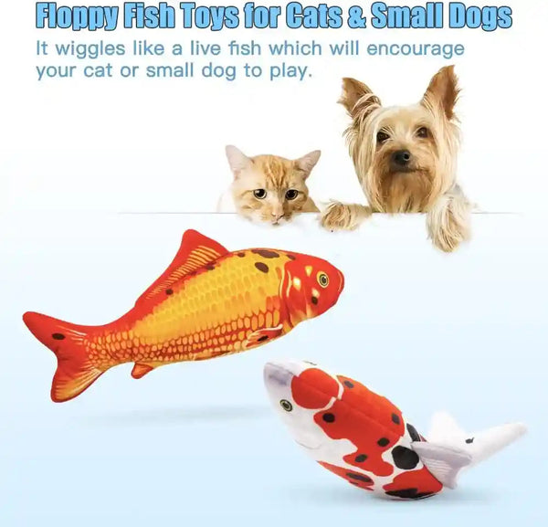 TOOGE 2 Pack 9" Floppy Fish Cat Toys with Silvervine and Catnip for Indoor Cats for Small Dogs Interactive Automatic Flopping Fish Cat Kicker Toys for Cats Puppy Small Dog3