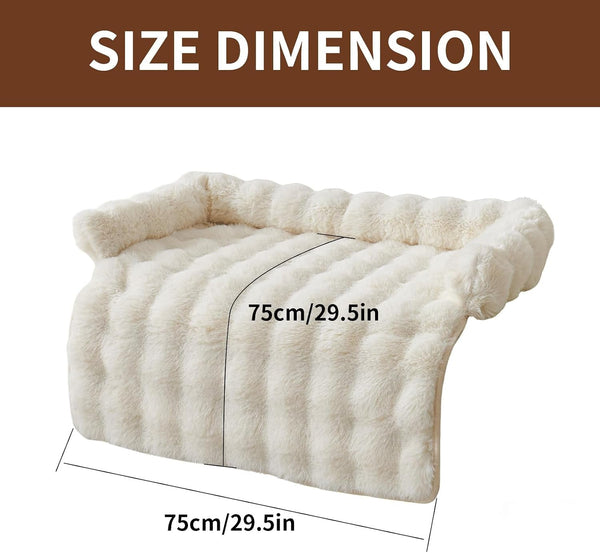 Dog Couch Bed for Dogs & Cats (29.5"X29.5"), Washable Plush Dog Bed for Couch with Bolster, Non-Slip Bottom, Furniture Protector for Sofa, Bed & Car Seat3