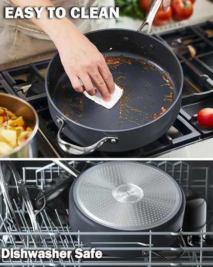 12-Inch Hard Anodized Nonstick Wok Chef’S Pan 5-Qt | Deep Stir Fry Pan with Vented Glass Lid, Dual Side Handles, Flat Bottom Wok, Works on All Stovetops, Induction Ready7