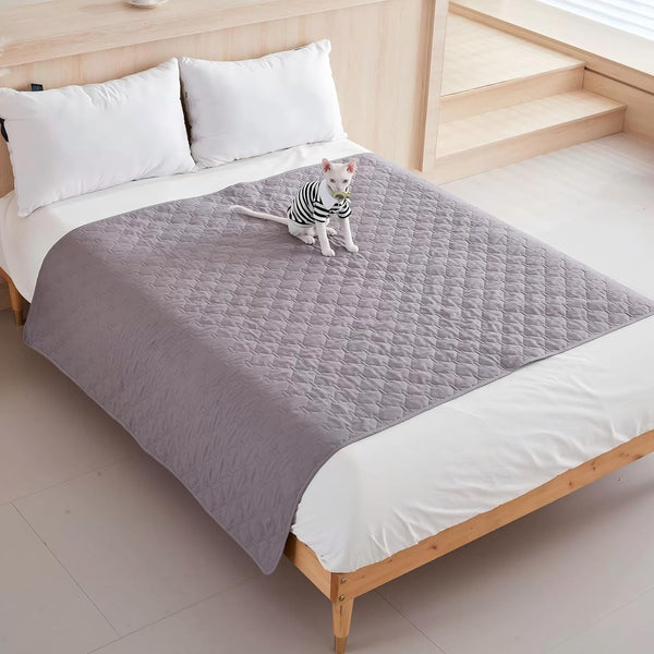 50X40 Inch Waterproof and Anti-Slip Dog Bed Cover and Pet Blanket Sofa Pet Bed Mat, Car Incontinence Mattress Protectors Furniture Couch Cover for Most Cats Dogs,Pets(Light Grey)1