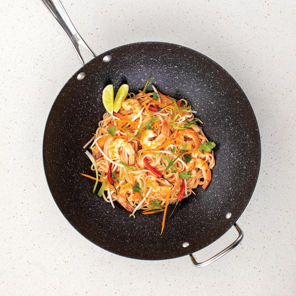 Basalt Aluminized Steel Spun Wok, 14-Inch, Ceramic Coating3