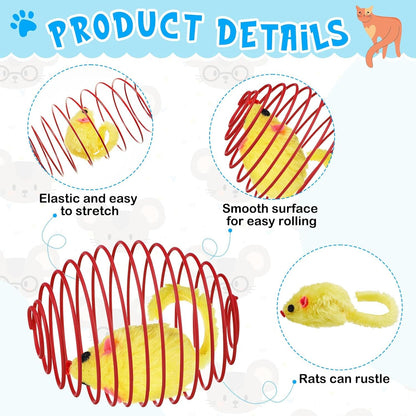 Jecery 5 Pcs Cat Toys Spring,Mouse,Multicolor | Interactive Cat Toy, Stretchable Rolling Ball, for Indoor Cats, Colorful Playful Coils, Kitten Pet Supplies3
