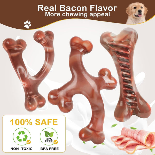 Nougat Dog Chew Toys.3Pack Dog Toys for Aggressive Chewers for Large, Medium & Small Breeds4