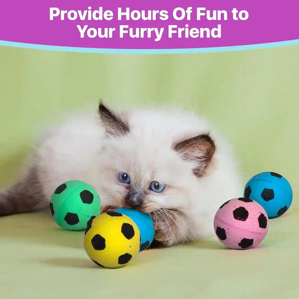 SPOT Sponge Soccer Ball Cat Toys for Cats and Kittens - Interactive and Colorful Plush Toy, Fun to Bat and Chase, Keep Cats Entertained - 1.5" Assorted 4-Pack6