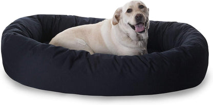 Majestic Pet 40 Inch Bagel Calming Dog Bed Washable – Cozy Soft round Dog Bed with Spine Support for Dogs to Rest Their Head - Fluffy Donut Dog Bed 40X29X9 (Inch) - round Pet Bed Large – Blue26