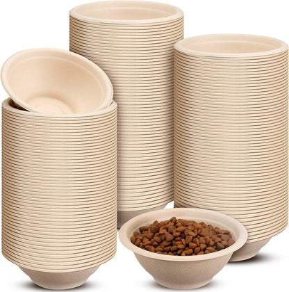 Thenshop 200 Pcs Biodegradable Disposable Pet Bowls Bulk Travel Paper Food Bowls for Small Dogs Puppy Cat Food Dish Safe Container for Outdoor Small Animal Feeding and Watering Supplies(8 Oz)1