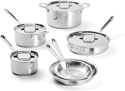 All-Clad D5® Stainless Steel Core 10 Piece Cookware Set- Made in USA- the Upgrade for Supremely Even Heat- Includes Frying Pans, Saucepan, Sautépan, Stockpot -Oven Safe & Induction Compatible1