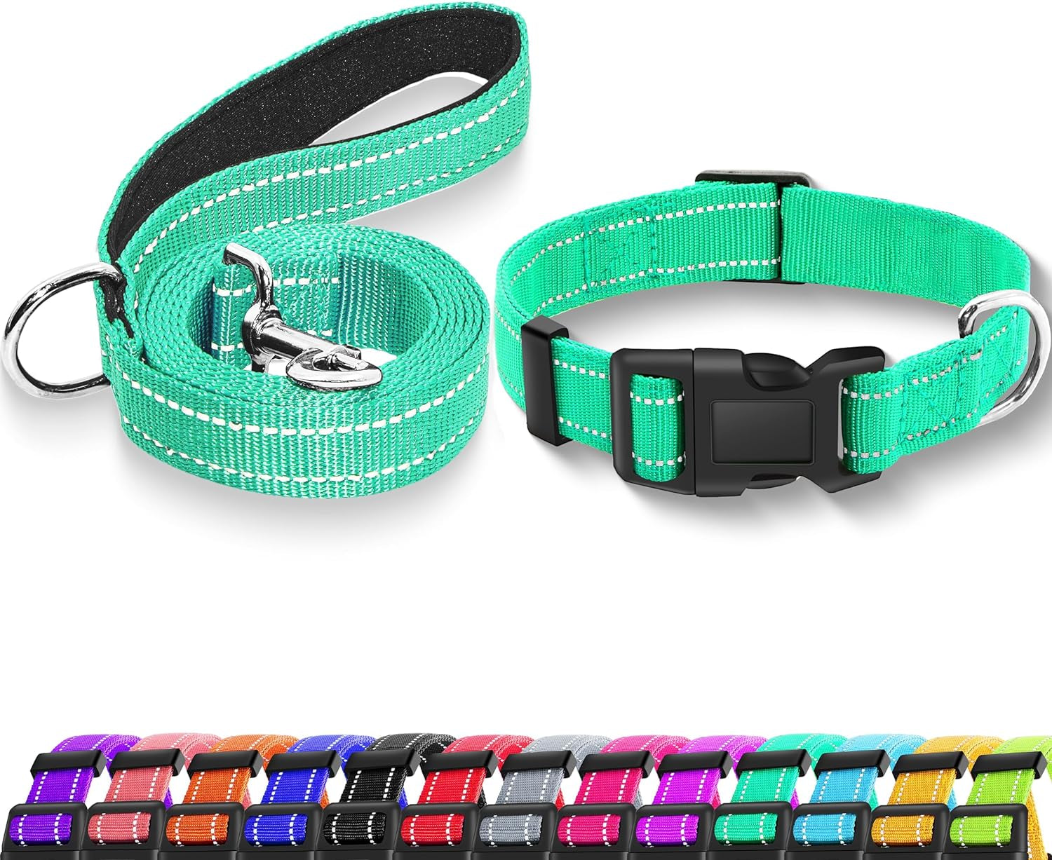 reflective-dog-collar-with-safety-locking-buckle-adjustable-soft-breathable-nylon-collars-for-small-medium-and-large-dogscollar-leash-xs-width-5-8-turquoise-adjustable-soft-breathable-nylon-collars-for-small-medium-and-large-dogs-xs-width-5-8-turquoise