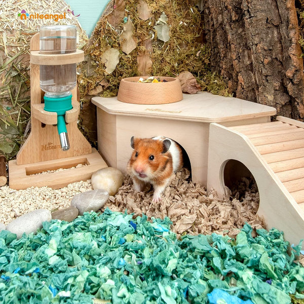 Niteangel Birch Chamber-Maze Hamster Hideout - Small Pets Woodland House Habitats Decor for Hamster Mice Gerbils Mouse4