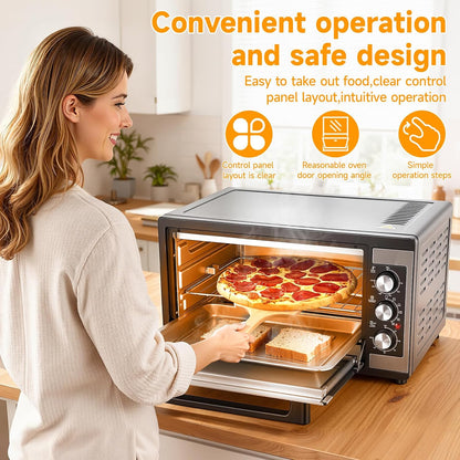 2026 New Large 46L Convection Toaster Oven, 9-In-1 Kitchen Countertop Oven with Crispy Roast, Dehydrate, Rotisserie, Includes 6 Accessories, 1500W, Black, Stainless Steel9