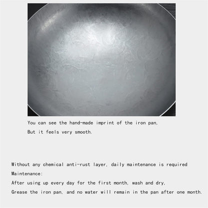 Cast Iron Wok with 2 Handled,Woks and Stir Fry Pans - Chinese Hammered Wok round Bottom Pow Wok - Traditional Chinese Japanese Woks (Size : 38Cm/14.9In)6