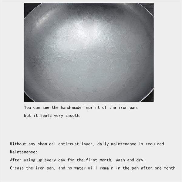 Cast Iron Wok with 2 Handled,Woks and Stir Fry Pans - Chinese Hammered Wok round Bottom Pow Wok - Traditional Chinese Japanese Woks (Size : 38Cm/14.9In)6