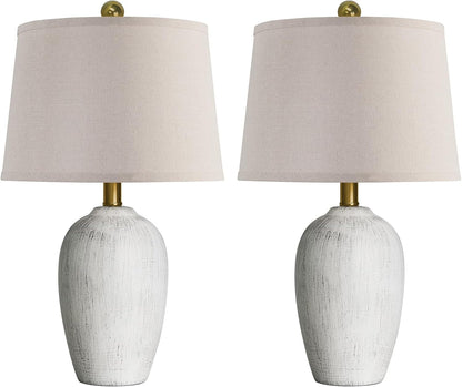 21'' Set of 2 Rustic Ceramic Small Table Lamps for Bedroom | Farmhouse Vintage Nightstand Lamps for Living Room Office Entryway End Table, 2 Bulbs Included9