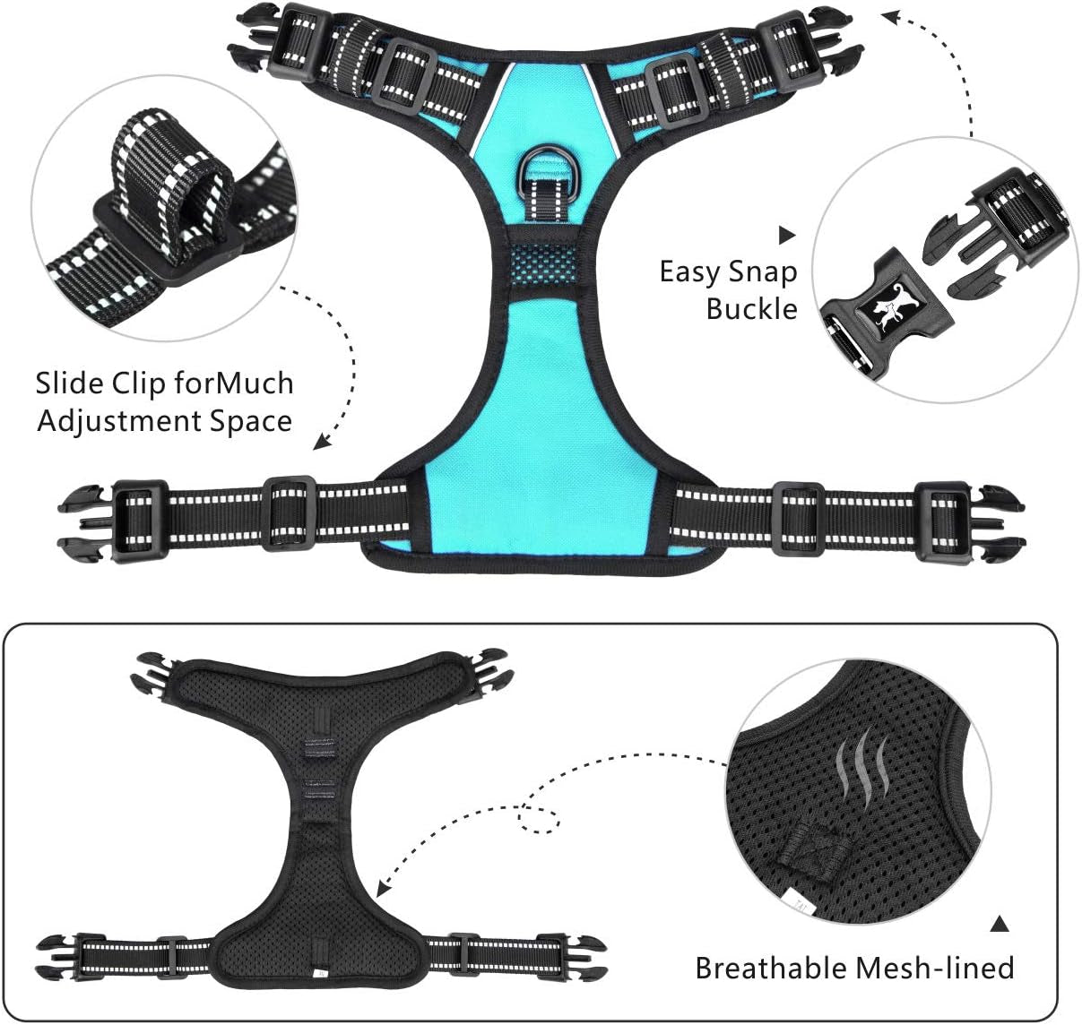 poypet-no-pull-dog-harness-with-4-snap-buckles-reflective-with-front-back-2-leash-hooks-and-an-easy-control-handle-no-need-go-over-dog-s-headmint-blue-m