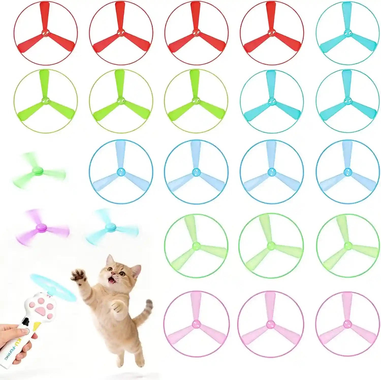 cat-fetch-toy-launcher-flying-disc-launcher-toy-rechargeable-with-10-flying-discs-flying-cat-toy-disc-launcher-for-kitten-dog-playing-interactive-hunting-tracking-toys-for-outdoor-indoor-white