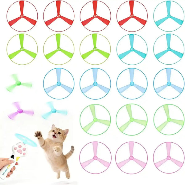 Cat Fetch Toy Launcher,Flying Disc Launcher Toy Rechargeable with 10 Flying Discs,Flying Cat Toy Disc Launcher for Kitten Dog Playing Interactive Hunting Tracking Toys for Outdoor Indoor,White9
