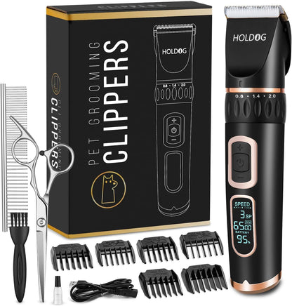 Dog Clippers Professional Heavy Duty Grooming Clipper 3-Speed Low Noise High Power Rechargeable Cordless Pet Tools for Small & Large Dogs Cats Pets with Thick Coats1