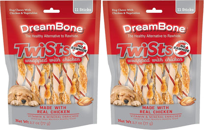 Dreambone Twists Wrapped with Chicken, No-Rawhide Chews for Dogs, 11 Count | Daily Chew, Digests Safely and Completely, Made with Real Protein, Chicken and Veggies, for Adult Dogs3