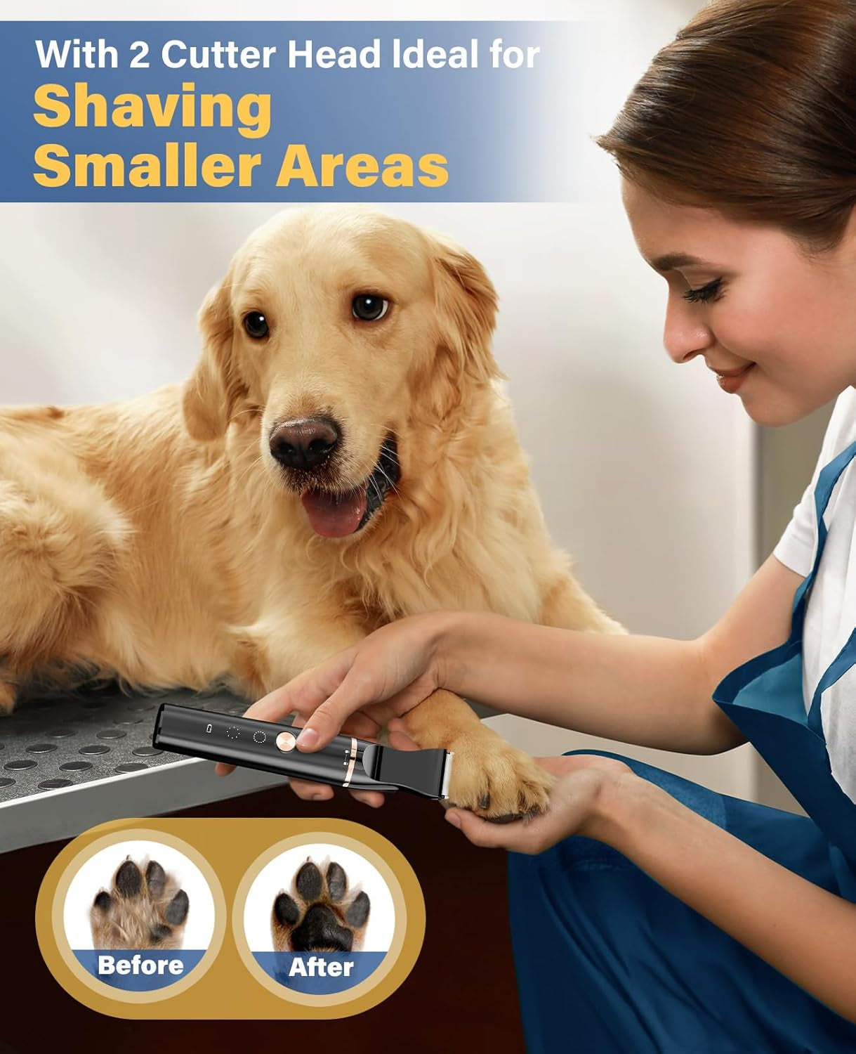 oneisall-dog-grooming-kit-for-thick-matted-hair-with-stainless-steel-blade-powerful-motor-dog-clippers-paw-trimmers-ipx7-waterproof-low-noise-cordless-long-battery-life