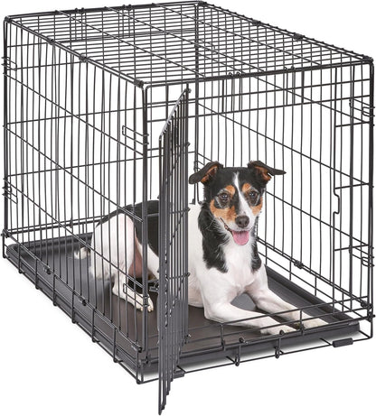 Midwest Homes for Pets 30-Inch Icrate for Medium Breeds, 21-40 Lbs, Single Door Folding Dog Crate with Divider Panel, Leak-Proof Tray & Secure Latch, Portable, Durable & Easy to Assemble1